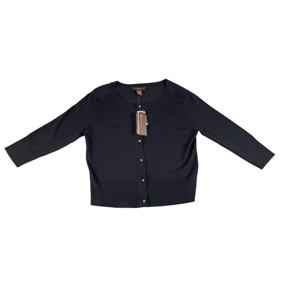 Bandolino Sweater Women's Large Black Madrid Basi Long Sleeve Buttons Shirt NWT
